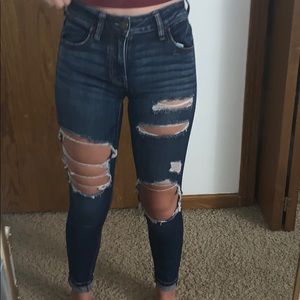 American Eagle, low rise ripped jeans